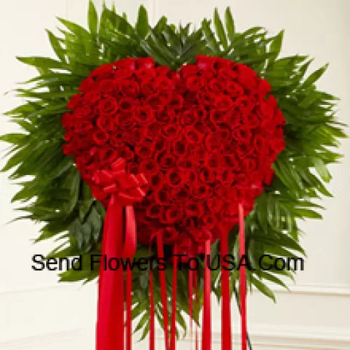 A Beautiful Heart Shaped Arrangement Of 100 Red Roses