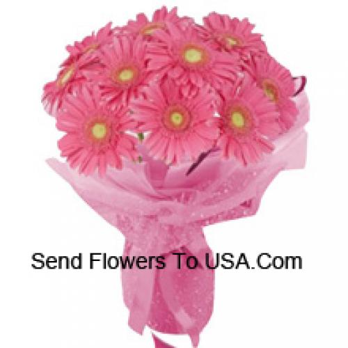 12 Pink Gerberas hand Bunch