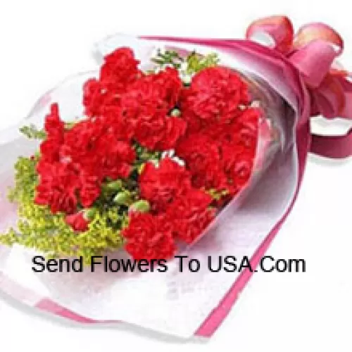 Bunch Of 18 Beautifully Wrapped Carnations