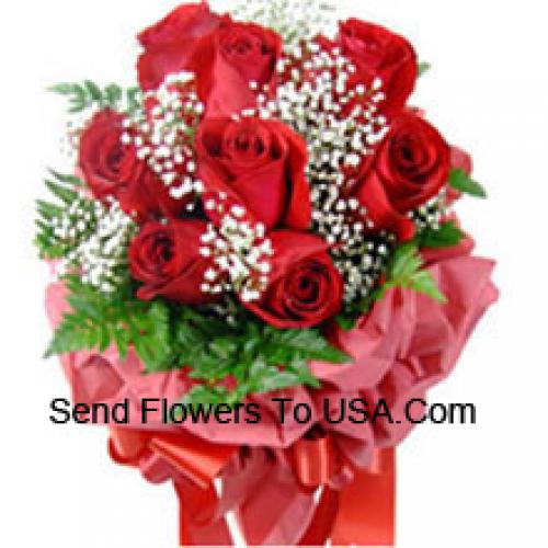 10 Wrapped Red Roses