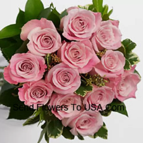 Bouquet de 12 roses roses